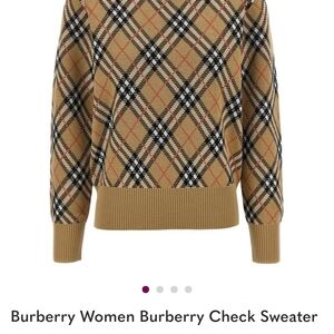 Burberry Women's Beige Check Crew Neck Sweater